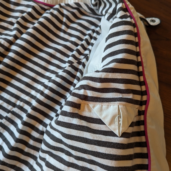 Ben Sherman White Moto Jacket Pockets Striped Liner Y2K Punk Women's Size XL EUC - Picture 10 of 15